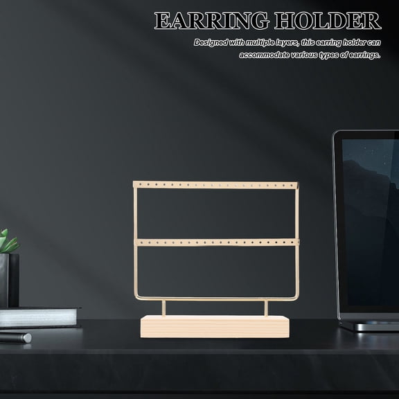 WASHWEPE Earring Organizer Stand Golden Iron 1Set