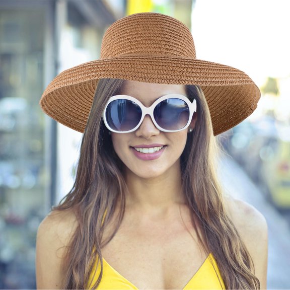 LABSERRON Female Summer Hat Khaki Acrylic for Outdoor Decor and Sun Protection