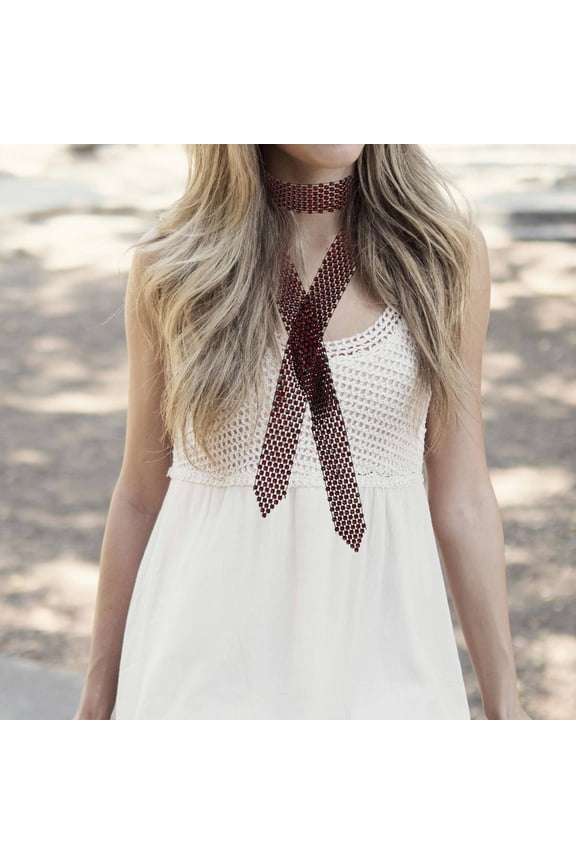 Women's Glitter Sequin Bow Tie Sparkly Neck Scarf Shawl Choker Rhinestone Neckwear for Christmas Party Favors 1 Set