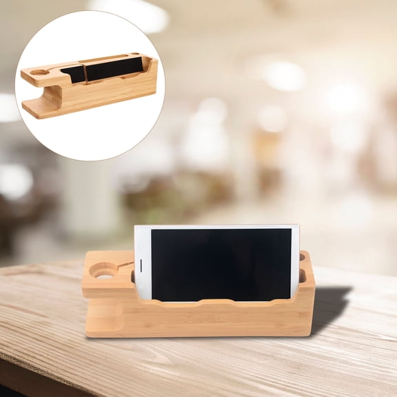 FRCOLOR Wood Docking Station Phone Stand Watch Watch Holder Desktop Phone Organizer