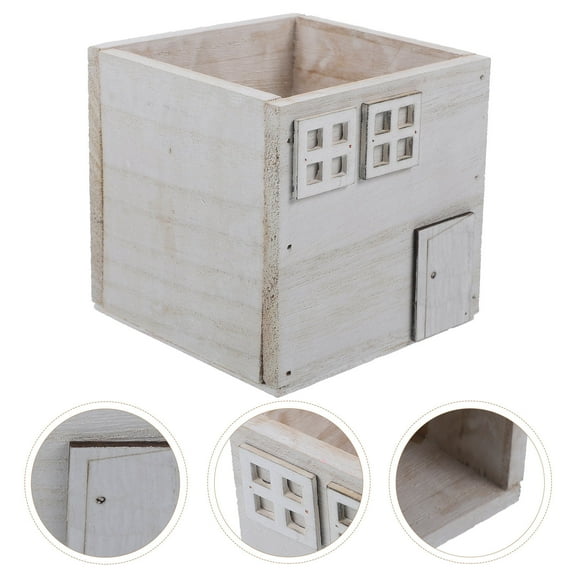 FRCOLOR Wood Flower Container Decorative Flower Pot Small Wooden Planter Rustic Artificial Flower Planter