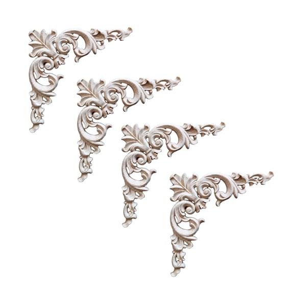 FRCOLOR Wood Onlay Applique for Decoration Beige Color Easy to Spray Paint Unpainted Frames 4 Pieces