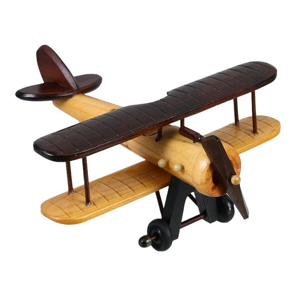 FRCOLOR Wooden Airplane Models Vintage Plane Wooden Handcrafts Retro Airplane Figurine Biplane Model Desktop Decoration Photo Props for Home Office Decor Style B