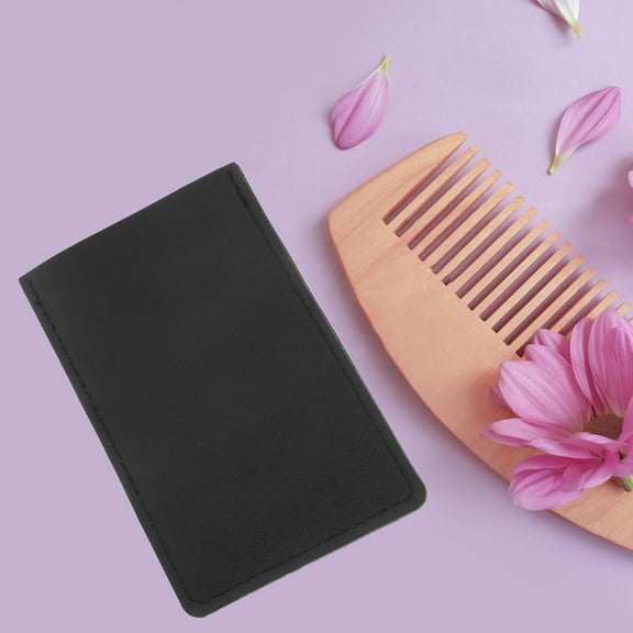 FRCOLOR Wooden Beard Comb Pu Leather Case Handmade Hair Combs Case Sandalwood Hair Brush Holder Detangler Sandalwood Comb Small Pocket Comb Bag
