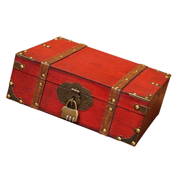 FRCOLOR Wooden Box Wardrobe Storage Boxes Baskets Wicker Large Bins with Lid Crate Red