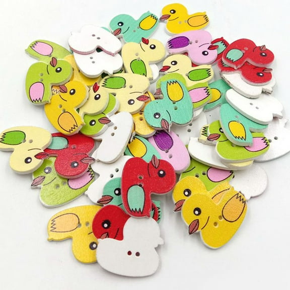 FRCOLOR Wooden Buttons with Cute Animal Patterns for DIY Sewing Projects and Decoration Assorted Color