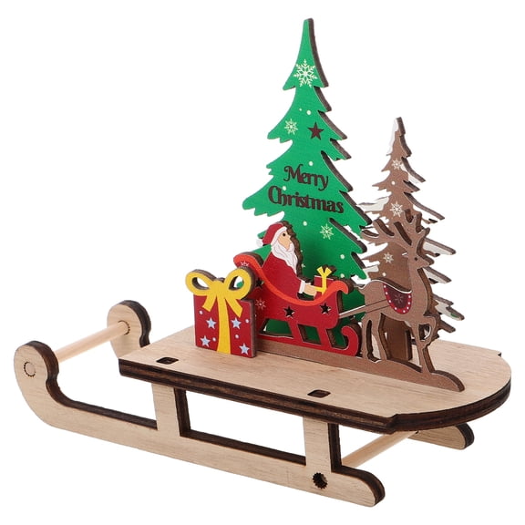 FRCOLOR Wooden Christmas Sleigh Decoration for Desktop and Window Display, Multi-Color, 7.5 x 4.3 Inches Festive Holiday Decor