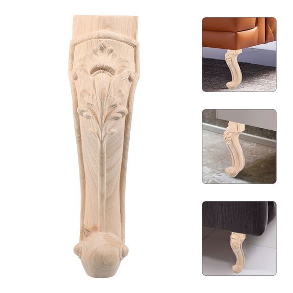 FRCOLOR Wooden Furniture Legs with European Style Carving for Cabinets Sofas and Tables Khaki Color 15.75 Inches