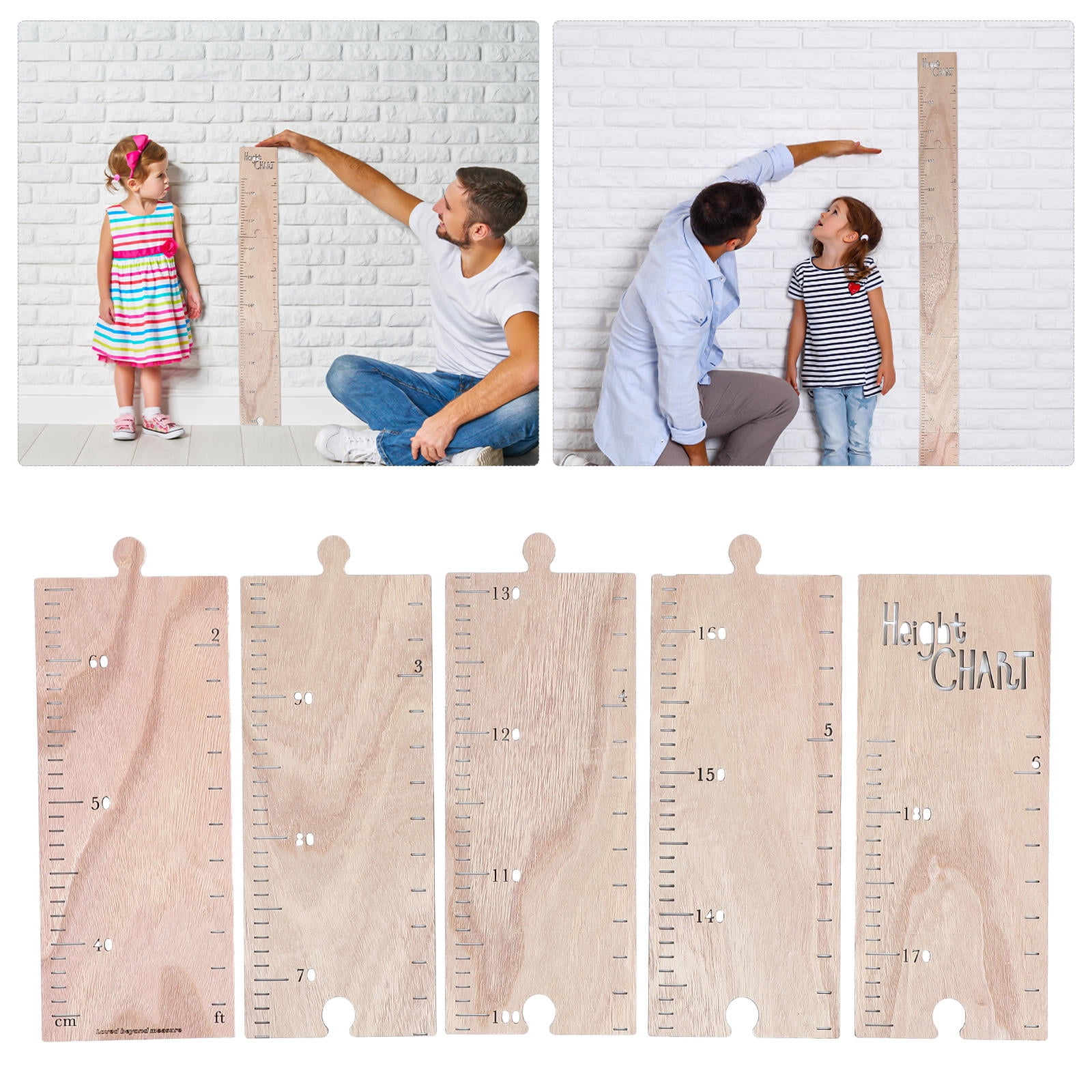 Height Rulerwall FRCOLOR Wooden Height Ruler Wall Sticker, Height Growth Chart Wall ...