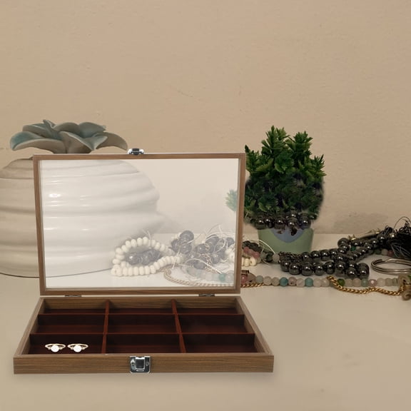 WASHWEPE Jewelry Storage Box Wooden Lint Collectors 1Set 13.8x9.4x2in