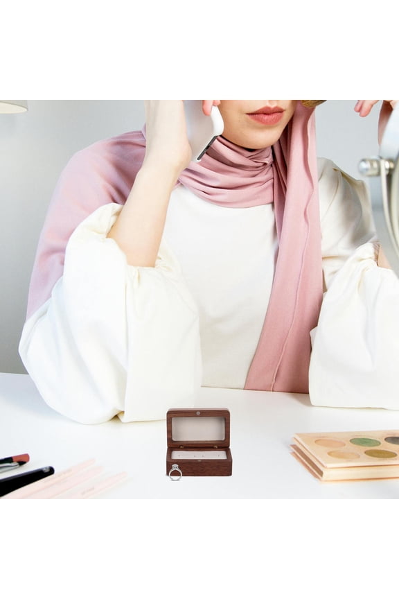 Wooden Ring Box Mini Engagement Ring Holder Box Rectangle Wedding Ring Box Retro Ring Holder Box For Wedding Ceremony Brown Beige