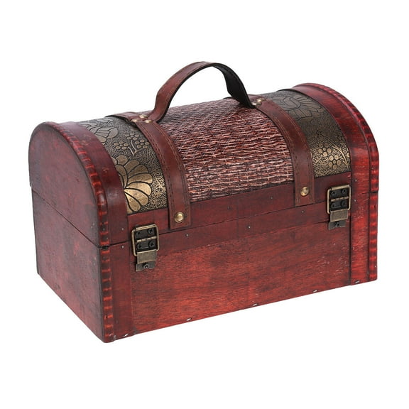FRCOLOR Wooden Treasure Chest with Retro Buckles for Storage and Home Decor Multi Color Small Size