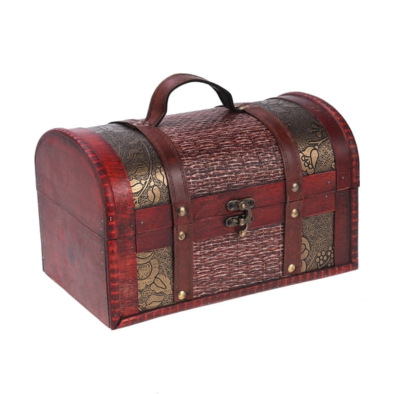FRCOLOR Wooden Treasure Chest with Retro Buckles for Storage and Home Decor Multi Color Small Size