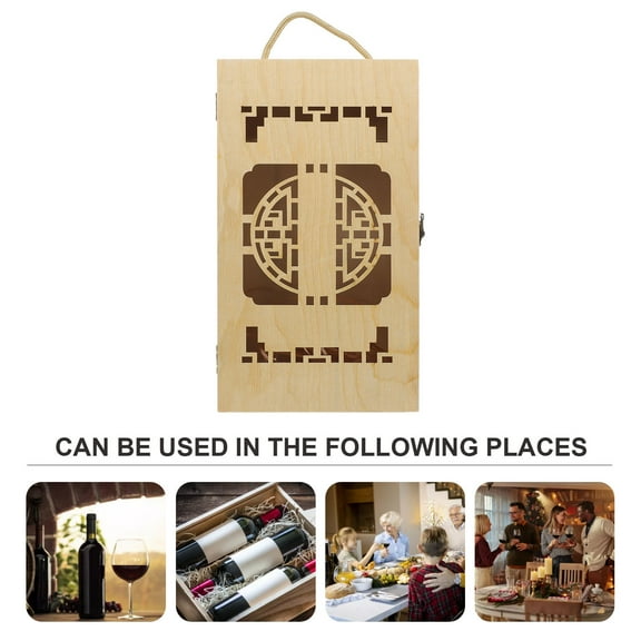 FRCOLOR Wooden Wine Bottle Box with Handle for Storage Use Light Yellow Premium Wood Strong and Solid 750ml Fits Bottle