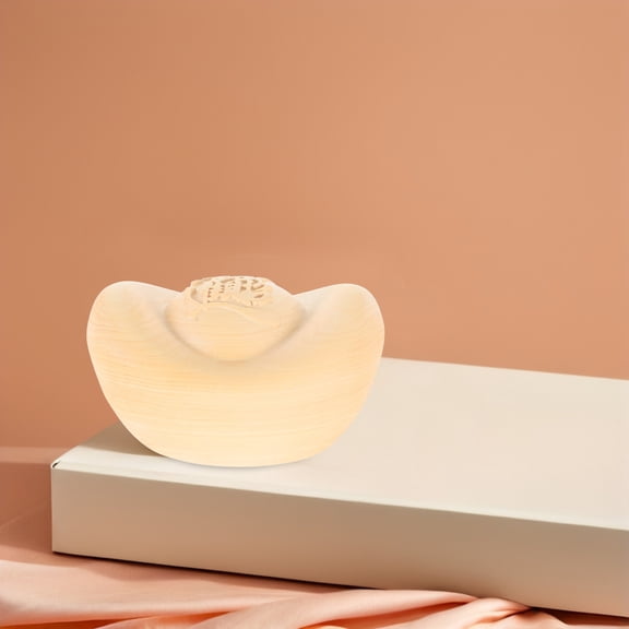 FRCOLOR Wooden Yuan Bao Figurine Golden Ingot Feng Shui Decoration Lucky Prosperity Symbol For Home Office Desktop Decoration