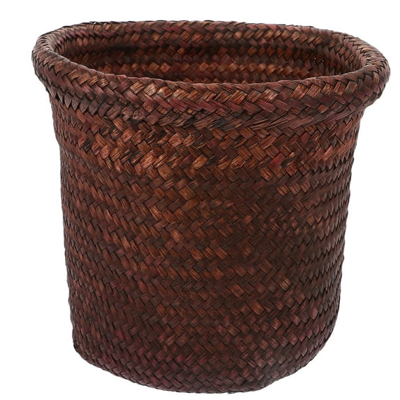 FRCOLOR Woven Trash Can Rattan Garbage Bin Woven Water Hyacinth Wicker Waste Seagrass Flower Basket Planter Basket Decorative Laundry Hamper Storage for Bathroom Office