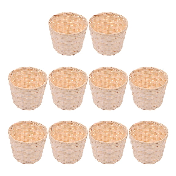 FRCOLOR Woven Vase Basket Flower Basket: 10pcs Flower Woven Basket Pen Holder Picnic Basket Tiny Party Favor Farmhouse Decor for Landscape,2.76"X2.76"X2.36"