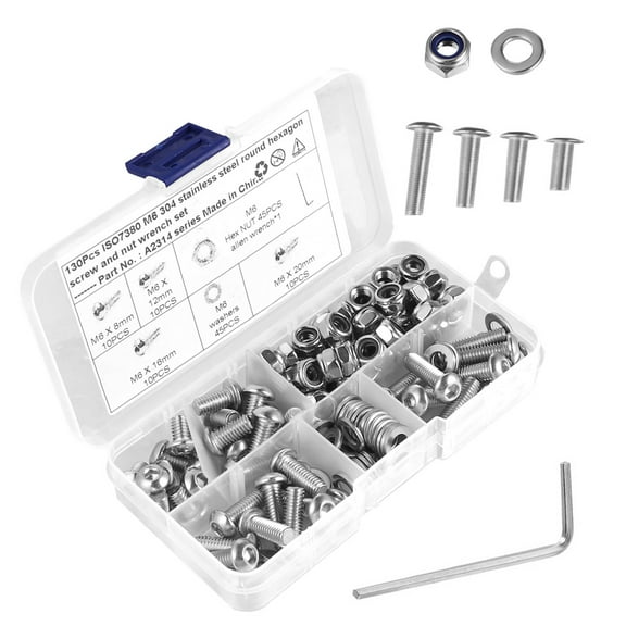 FRCOLOR Stainless Steel Round Head Machine Screws Assortment Kit with Storage Case for Machine Needs Silver