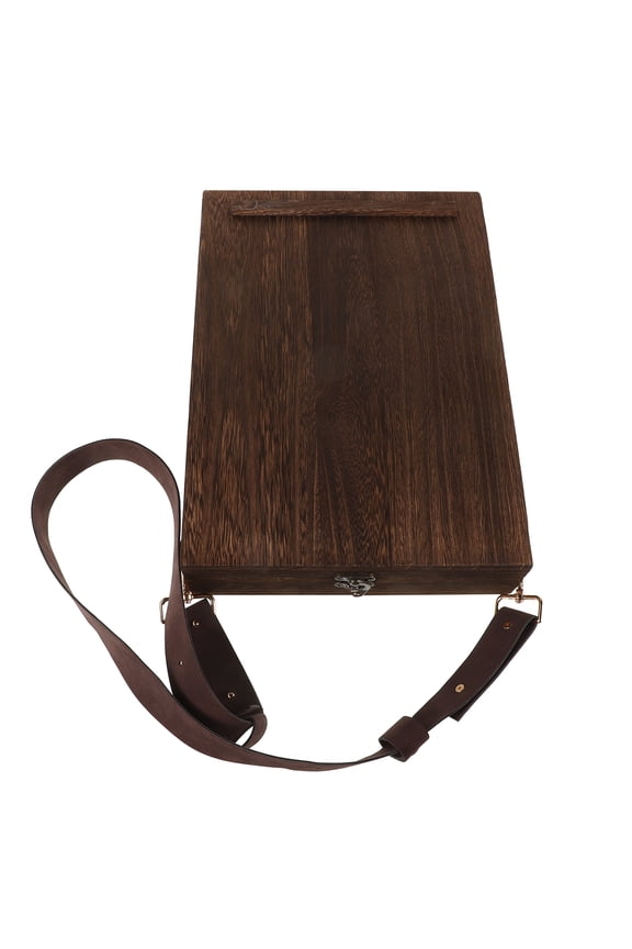 FRCOLOR Writer Messenger Wooden Box 13x9inch Wooden Postman Briefcase Storage Writers Pen Artist Brush Retro Decorative for Outdoor Painting Shoulder Bag