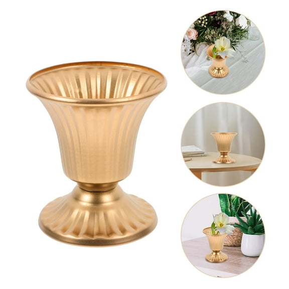 FRCOLOR Wrought Iron Vase Gold Urn Planter Garden Urns Flower Golden