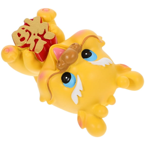 FRCOLOR Yellow Cartoon Dragon Statue for Decoration Made of Resin Unique Design Shaking Head Collectible