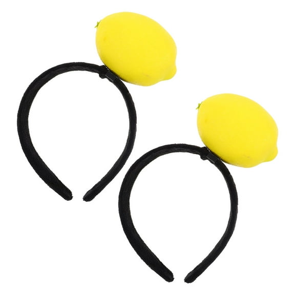 FRCOLOR Yellow Lemon novelty headband for party use soft plush Polyester and plastic comfortable to wear 2 pcs