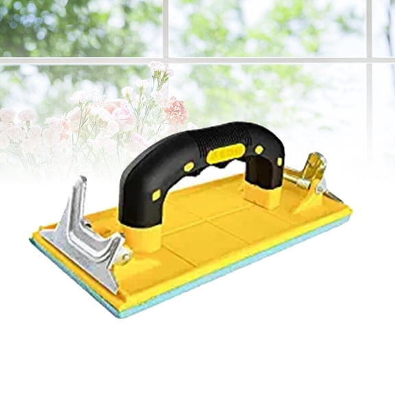 FRCOLOR Yellow Plastic Sandpaper Holder with Ergonomic Rubber Handle for Wall Grinding 4.5 x 6.7 Inches