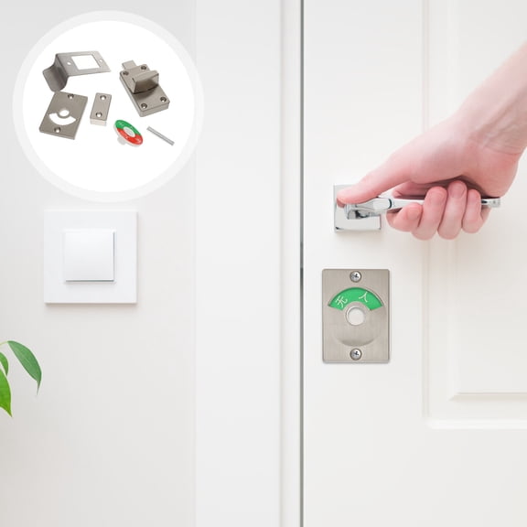 FRCOLOR Zinc Alloy Indicator Lock for Door Use Rotate Handle to Lock Public Toilet Deadbolt Silver 180