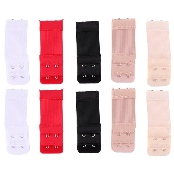 FRCOLOR bra buckle 10pcs Extender 2 Hooks 2 Rows Elastic Extension Strap Extenders White Black Beige Red,3.54"X1.3"X0.04"