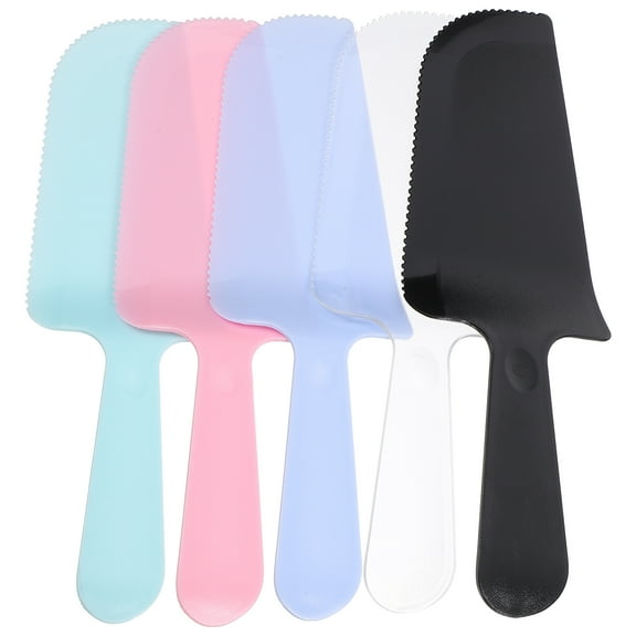 FRCOLOR cake knife 5PC Cake Cutter Matte Serrated Disposable Cake Thicken Cutter Plastic Tableware for Birthday Party,7.28"X2.36"X0.08"