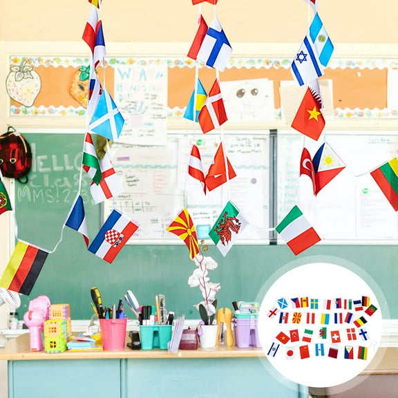 FRCOLOR Assorted Color Polyester Countries ng Flag Banner for Event Decor and Waterproof 10ft