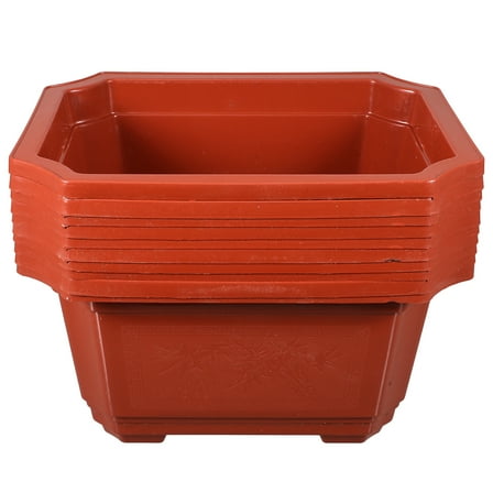 PAMINGONO Tall Rectangle Planter Box Dark Red Plastic for Bonsai Cultivation 10Pcs 10.02X7.86X5.11in