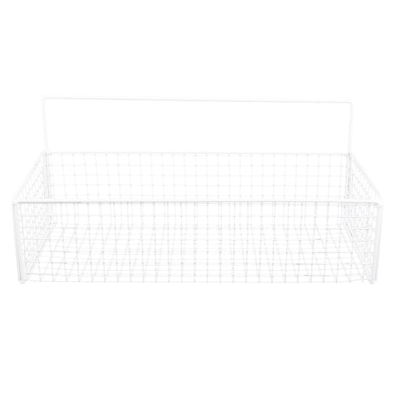 PAMINGONO Metal Storage Basket Kitchen Storage Basket White Iron 1Pcs 14.2X6.1X5.9In