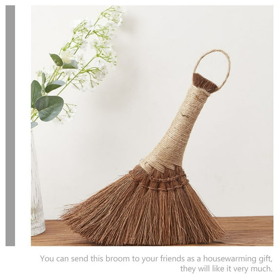 FRCOLOR Palm Fiber Handheld Broom for Home Cleaning Light Brown Small Dust Removing Brush