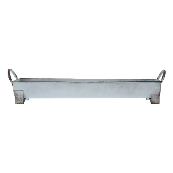 FRCOLOR storage tray Window Planter Box Metal Rectangular Pot Windowsill Planter Outdoor Flower Container for Windows Grey,21.65"X4.72"X4.33"