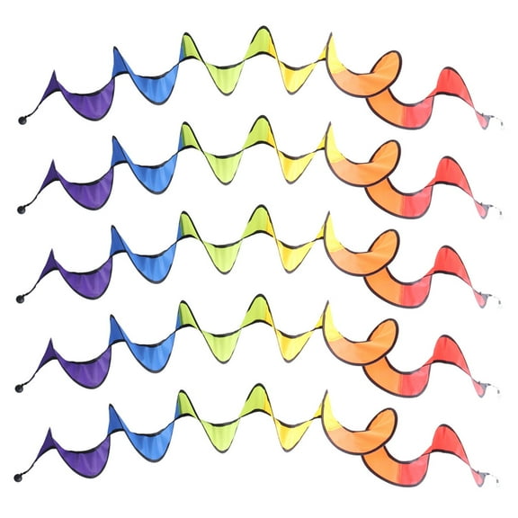 FRCOLOR wind hanging 5pcs Rainbow Curlie Spinners Colorful Hanging Rainbow Wind Rotating Windmill Garden Whirligigs Streamer Ornaments for Outdoor Indoor Tent Tree Decor,43.31"X8.66"X0.08"