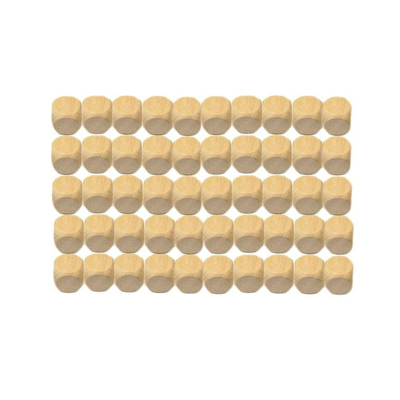 PAMINGONO Wooden Dice Beige 50Pcs 0.7In