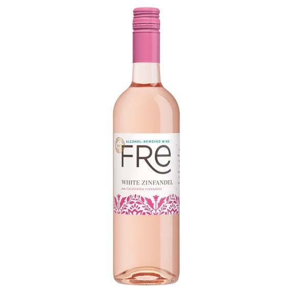 FRE White Zinfandel California Pink Wine, Alcohol-Removed, 750 ml Glass Bottle, 0% ABV