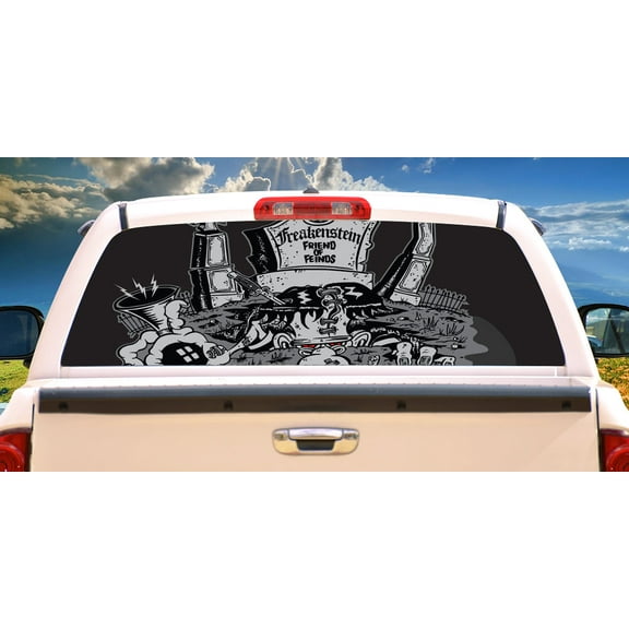 FREAKENSTEIN Rear Window Graphic truck view thru vinyl decal back