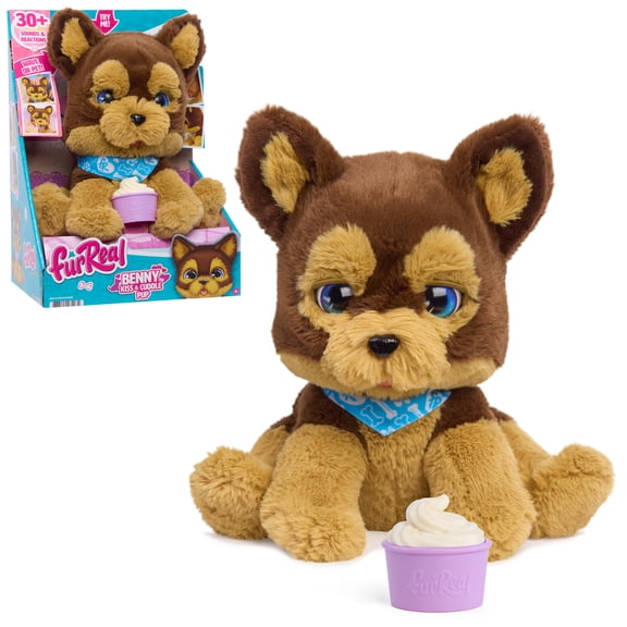 FurReal Benny The Kiss and Cuddle Pup Interactive Plush Puppy, 30+ Sounds & Reactions, Walmart Exclusive, Ages 4 and up