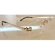 FRED Lunettes Force 10 Gold Silver Optical Frame Rimless Rope Eyeglasses New 56