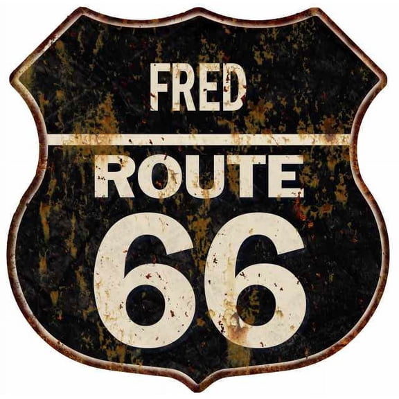 FRED Route 66 Sign Shield Metal Gift Man Cave Gift 211110004060