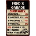 thumbnail image 1 of FRED'S Garage Shop Rates Sign Man Cave Décor Gift 12x18 Metal 112180010074, 1 of 1