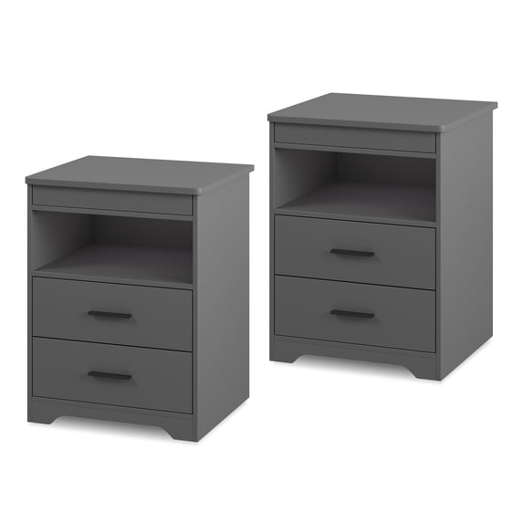 FREDEES Bedside Table with Charging Station, 3 Colors Smart Human Sensor Nightstand with Drawers&Gun Safe,Brightness Adjustable Modern All in one Nightstand for Bedroom/Living Room Furniture Grey