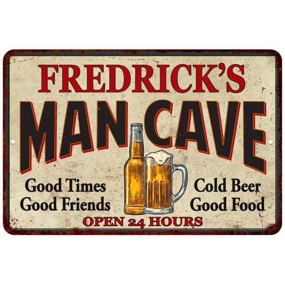 FREDRICK'S Man Cave Metal Sign Wall Decor Gift 8x12 108120011306