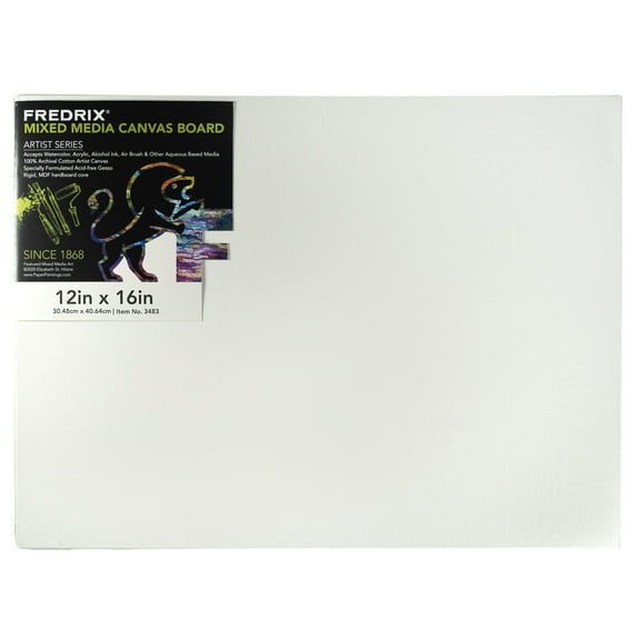 FREDRIX Artist Series Primed Mixed Media Archival Canvas Board, 12" x 16"