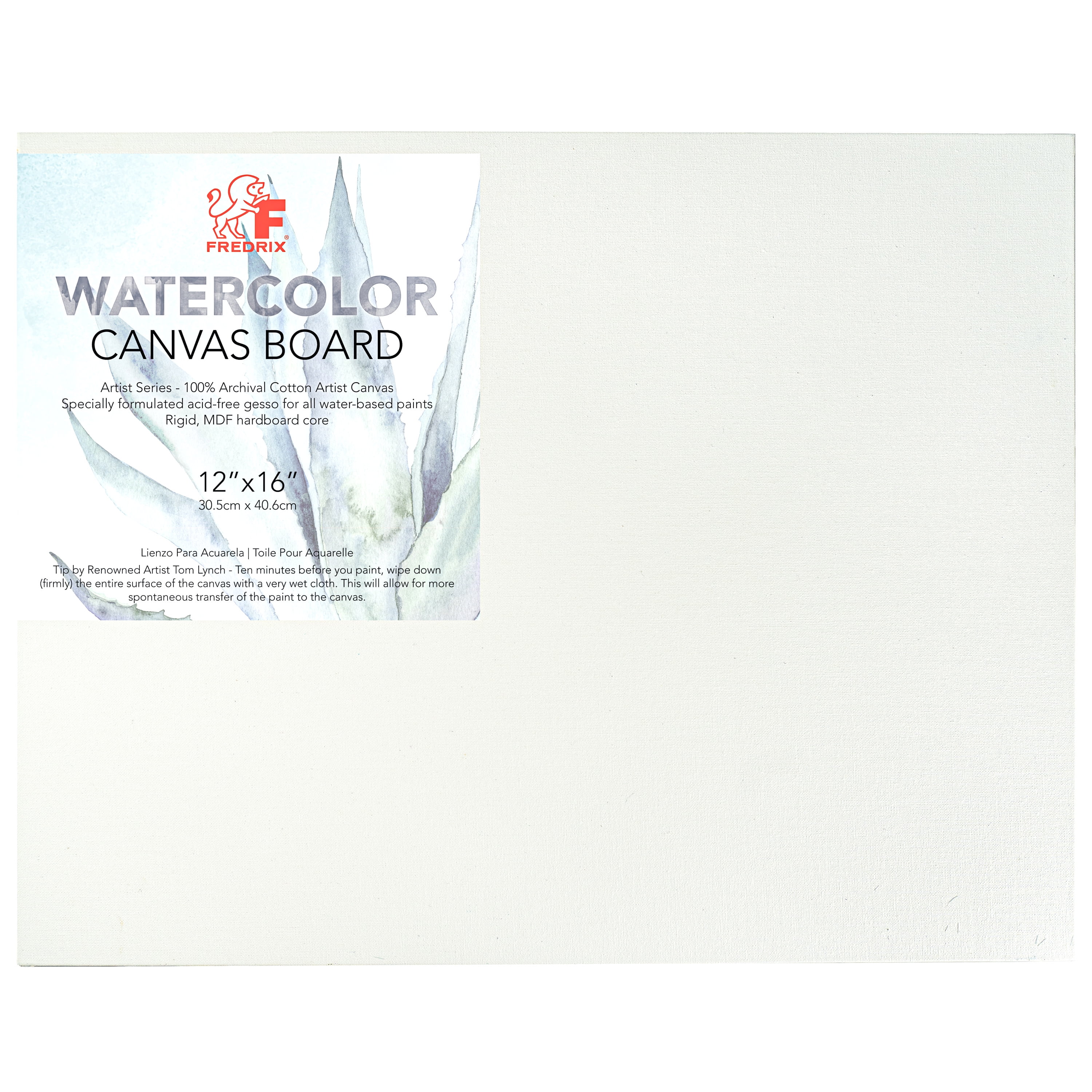 FREDRIX Artist Series Primed Watercolor Archival Canvas Board, 12" x 16