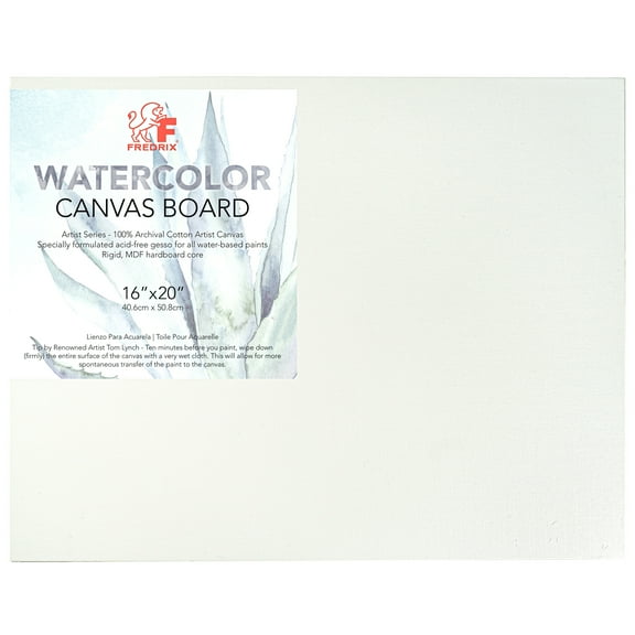 FREDRIX Artist Series Primed Watercolor Archival Canvas Board, 16" x 20"