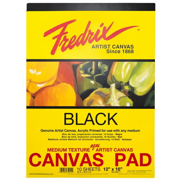 FREDRIX Creative Series Black Canvas Pad, 12" x 16"