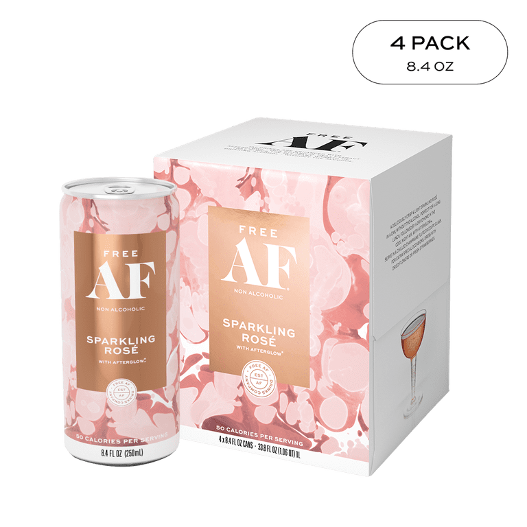 FREE AF Sparkling Rosé Non-Alcoholic Wine, Ready to Drink, 8.4 fl